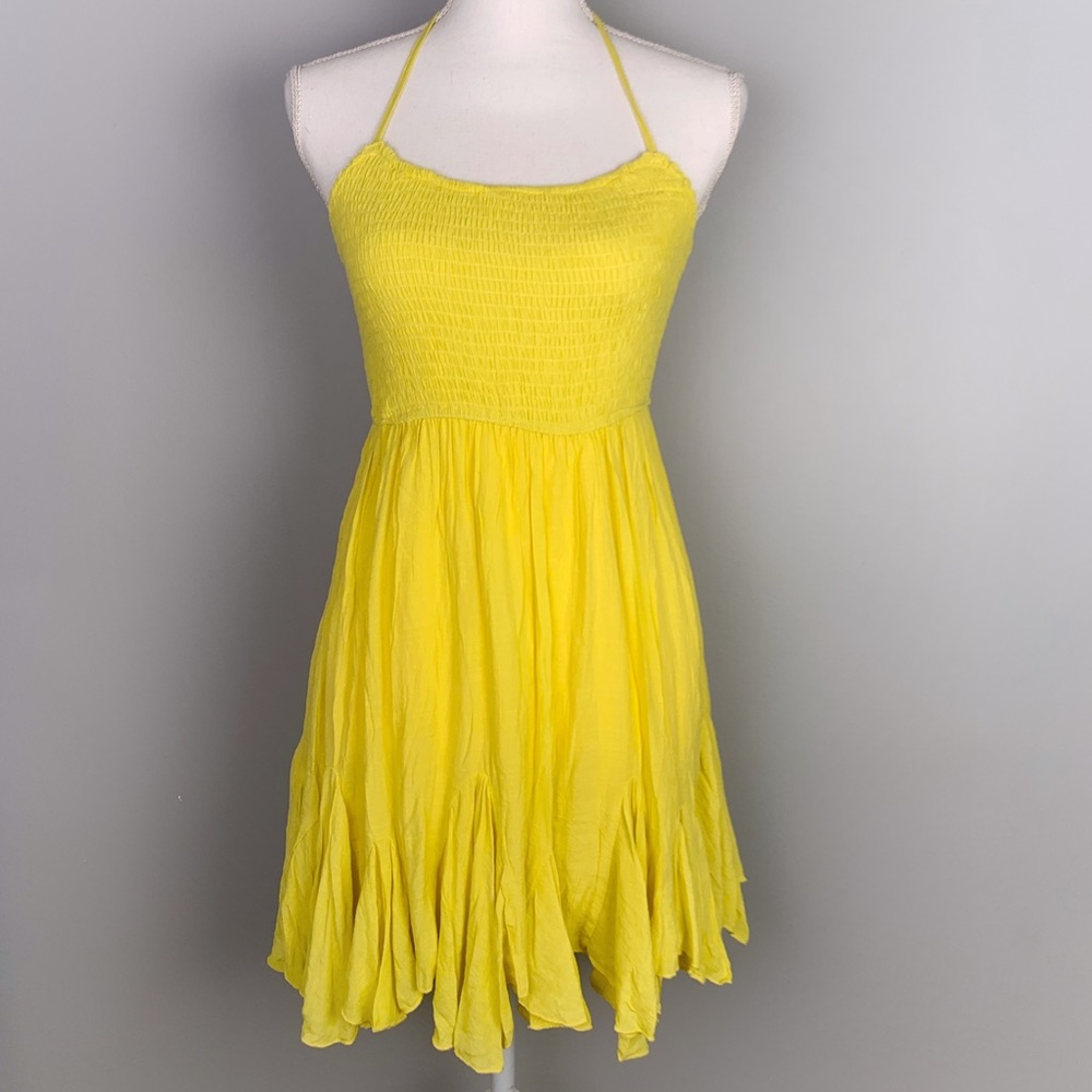 Yellow Halter-neck Summer Dress